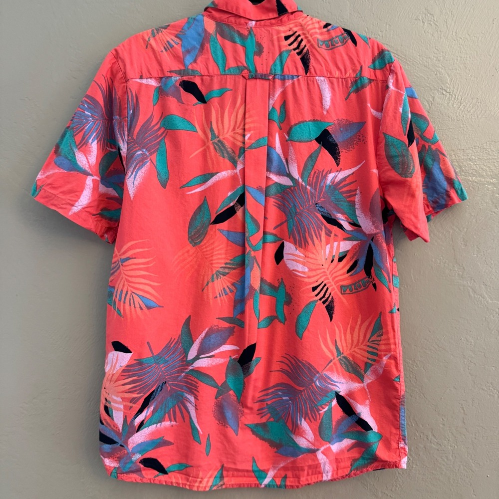 Volcom Mens Classic Fit Floral Tropical Short Sleeve Button Up Shirt Orange M - Picture 2 of 9